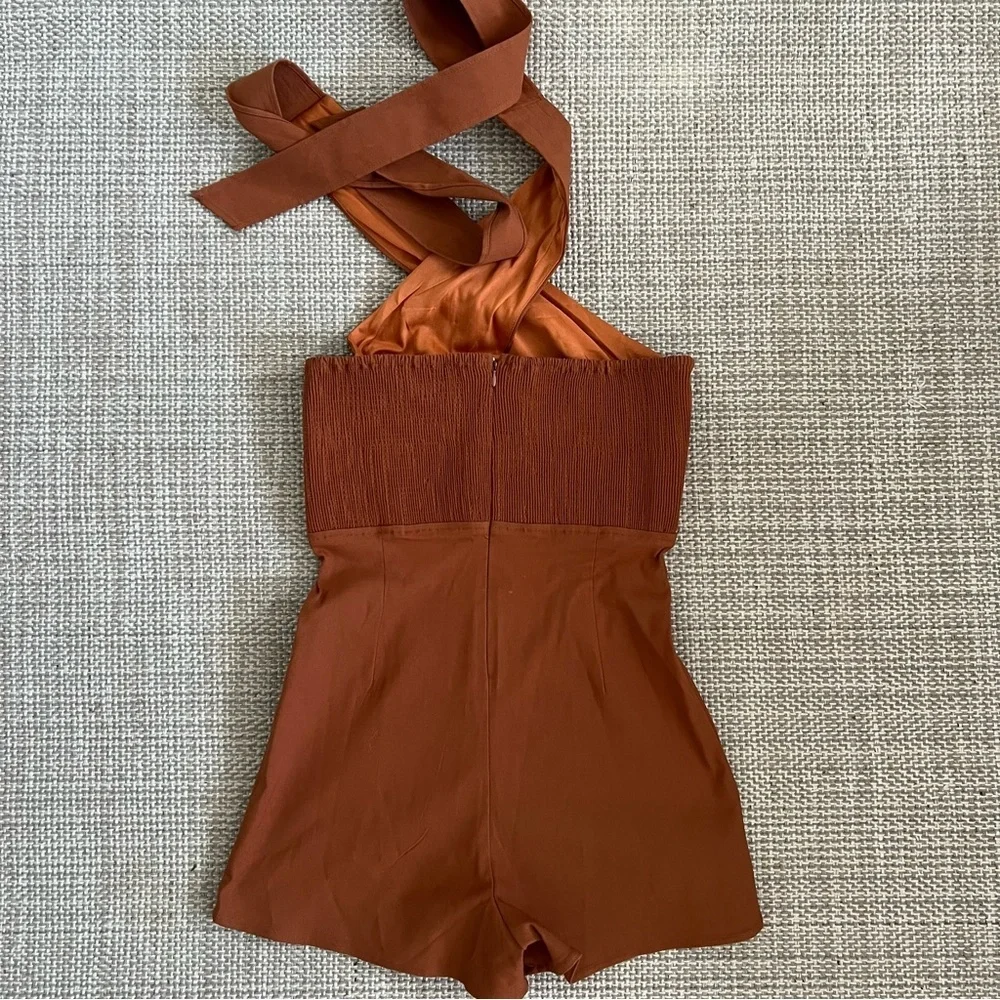 Fashion Nova Orange Cross Halter Playsuit - Picture 5 of 6